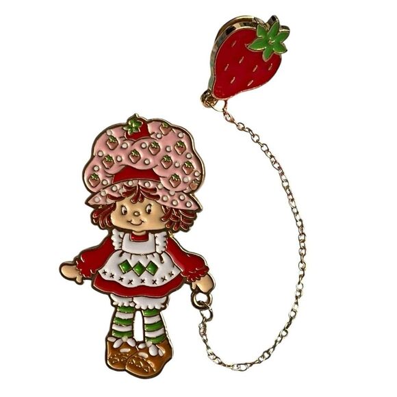 Officially Licensed Strawberry Shortcake Gold Chain Double Enamel Pins - Picture 11 of 11